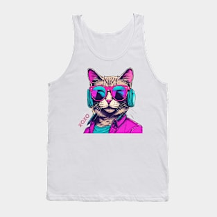 Pink & blue synthwave cat - xoxo Tank Top